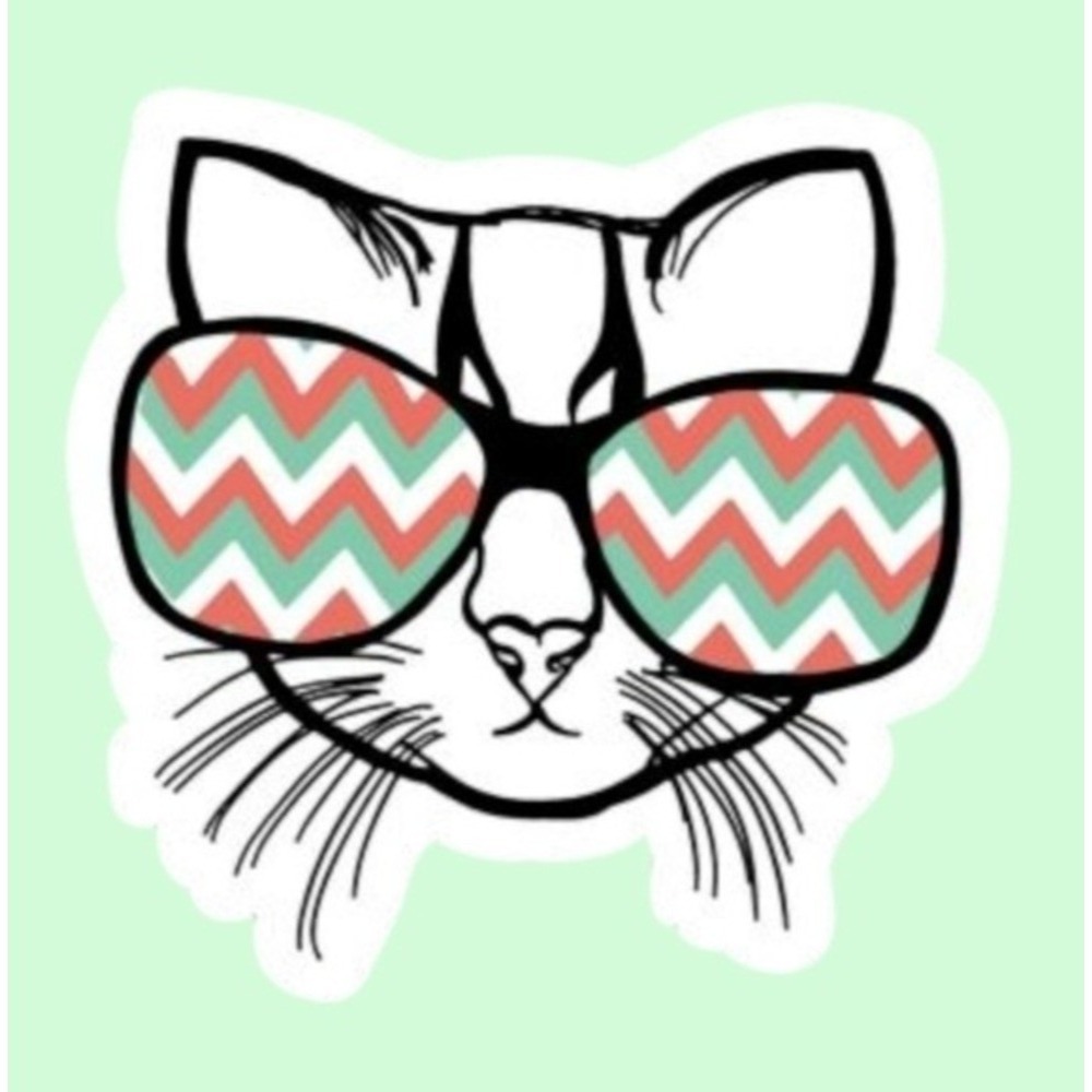 Unbranded Unisex Cool Cat Sunglasses Chevron Decal Sticker Multi 2"x2.5"